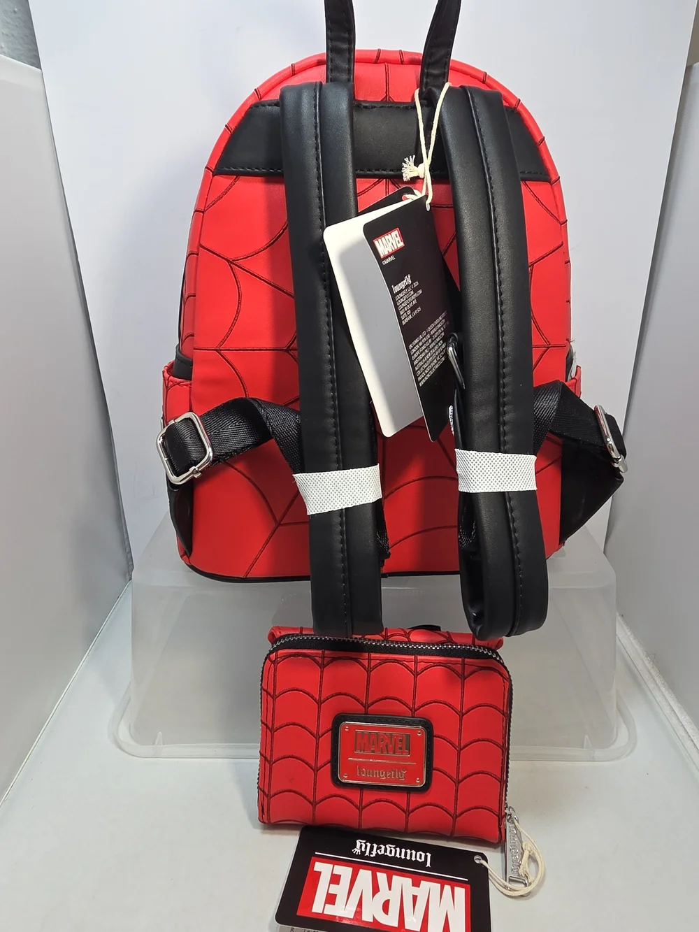 Loungefly Marvel Spider-Man Web Heart Mini Backpack & Wallet Set NWT